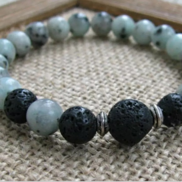 Jasper and lava stone healing grounding bracelet - Picture 2 of 2